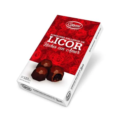 Caja bombones de chocolate con licor copani